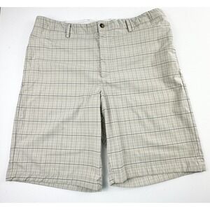 Greg Norman Men's Golf Casual Shorts Beige Gray Plaid Size 40‎ Beach Tropical